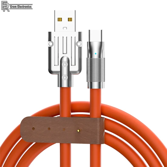 Câbles de données USB d'OEM/ODM 120W 6A Type en alliage de zinc C câble de données de chargement rapide de téléphone épaissi avec indicateur LED
