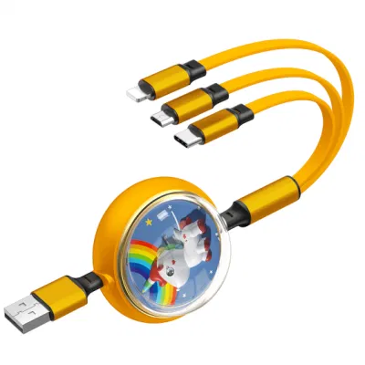 Câble USB rétractable 3 en 1 à chargement rapide avec motif personnalisé